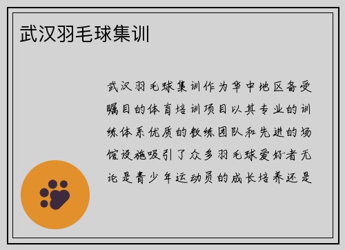 武汉羽毛球集训